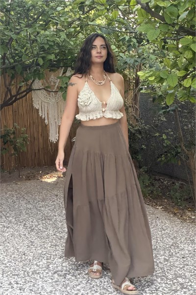 Dione Müslin Etek  - Neutral Brown Doğal Kahve