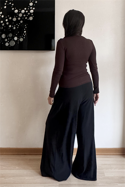 Düğmeli Dik Yaka Triko - Kahve