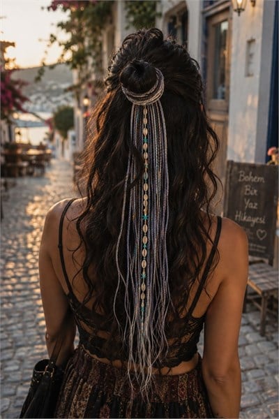 . - El Yapımı Afro Boncuklu Saç Tokası - Gri 22