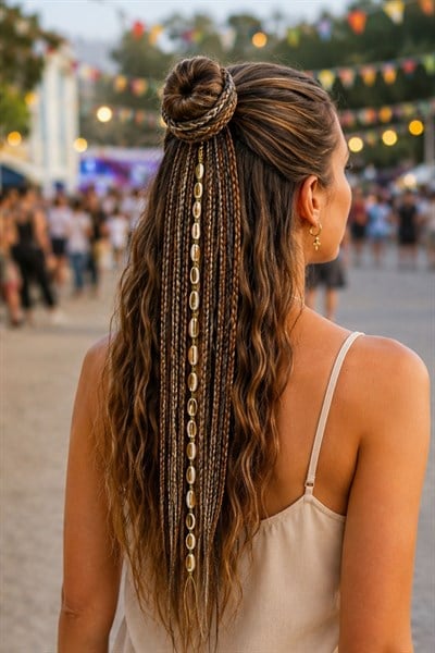 El Yapımı Afro boncuklu Saç Tokası - Kahve Mocha
