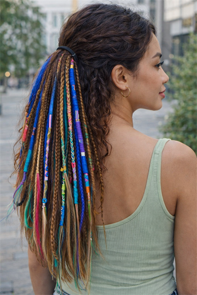 El Yapımı Afro Rasta Saç Tokası -Çok Renkli