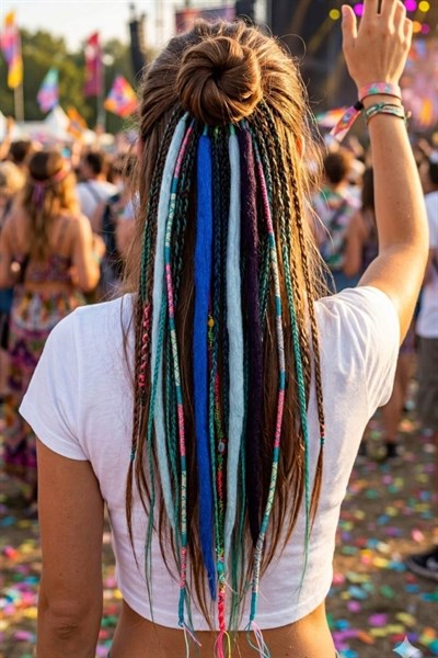 El Yapımı Afro Rasta Saç Tokası -Mavi Yeşil 