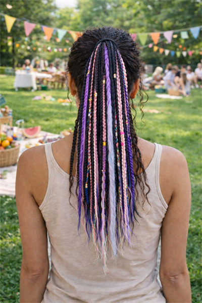 El Yapımı Afro Rasta Saç Tokası -Mor Lila