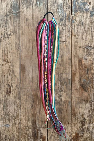 El Yapımı Afro Rasta Saç Tokası -Pembe Sarı