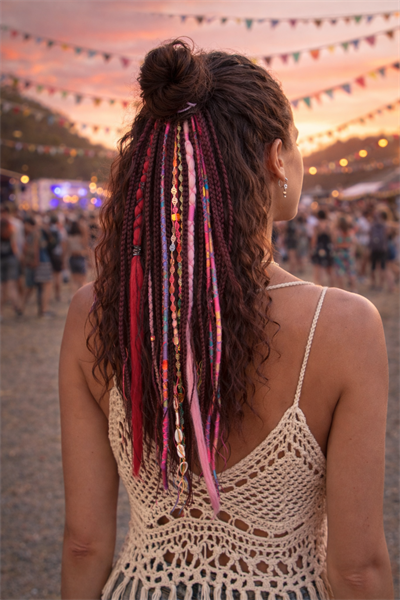 El Yapımı Afro Rasta Saç Tokası -Pembe