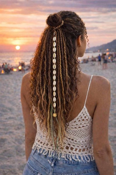 El Yapımı Afro Saç Tokası -Kahve Küllü Sarı