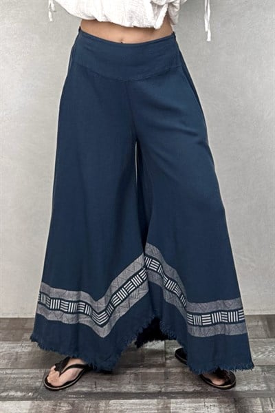 Frig Ağaç Baskı Pantolon -Midnight Navy Lacivert