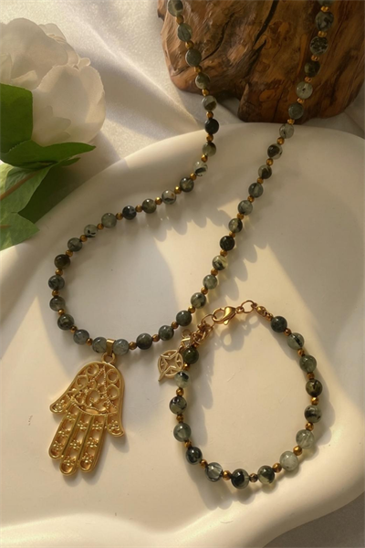 Hamsa Kolye Bileklik Kombin Set