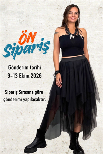 Kat Kat Tül Etek - Siyah
