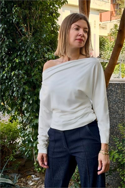 Lamante Aura Kayık Yaka Bluz- Beyaz