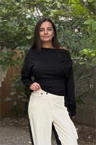 Lamante Aura Kayık Yaka Bluz- Siyah