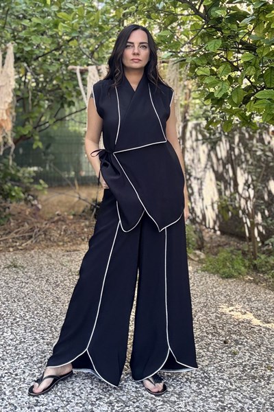 Lamante Biyeli Twist Pantolon - Siyah