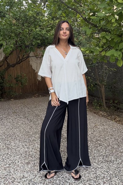 Lamante Biyeli Twist Pantolon - Siyah