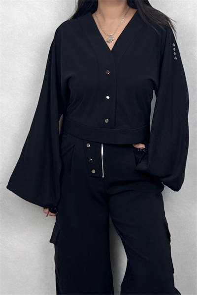 Lamante Jersey Ceket - Siyah