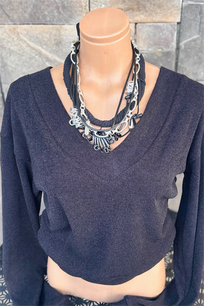 Lamante Karma Kolye - Siyah Silver
