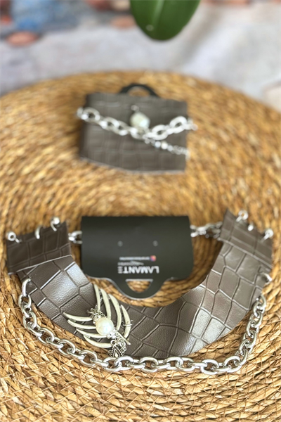 Lamante Kolye Bileklik Set- Vizon