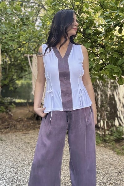 Lamante Purple Bluz - Beyaz