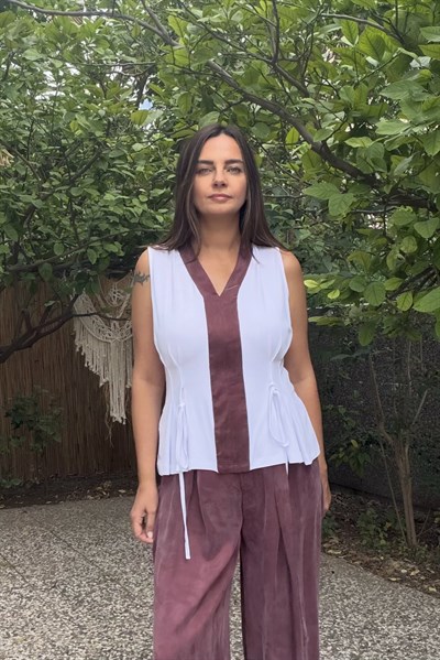 Lamante Purple Bluz - Beyaz Leylak