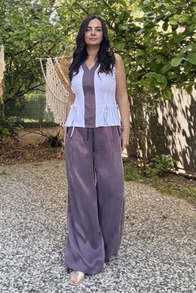 Lamante Purple İpekli Pantolon -Mürdüm