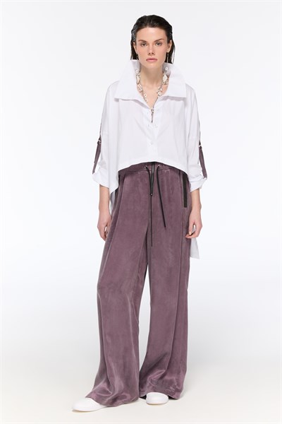 Lamante Purple İpekli Pantolon -Mürdüm