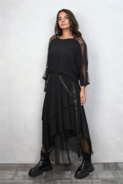 Lamante Shadow Tasarım Bluz - Siyah