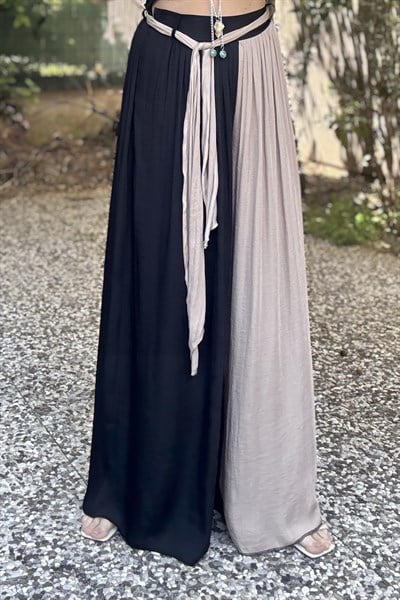 Lamante Stella Çift Renk Pantolon -Siyah Camel