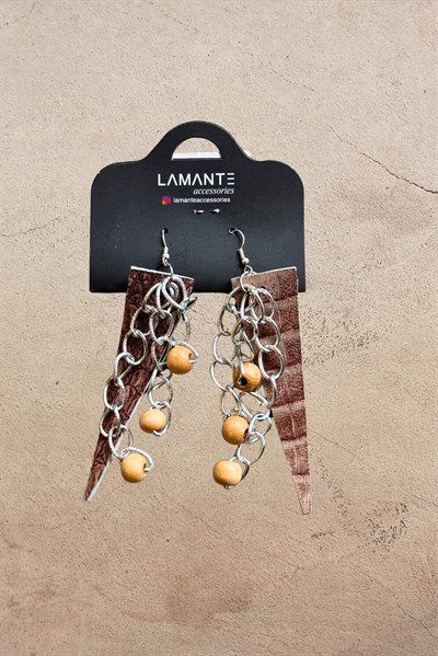 Lamante Tasarım Küpe -  Kahve