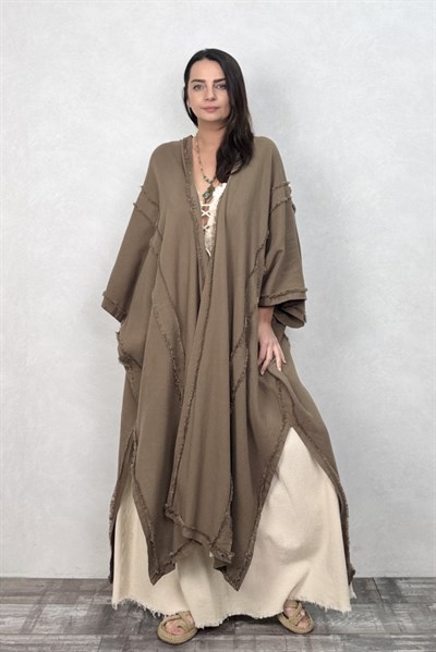Moneta Uzun Kaftan  - Neutral Brown Doğal Kahve