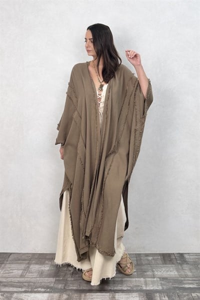 Moneta Uzun Kaftan  - Neutral Brown Doğal Kahve