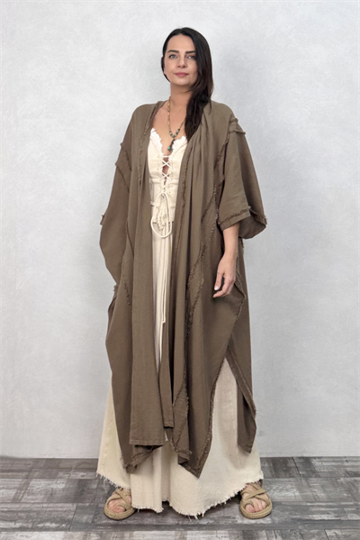 Moneta Uzun Kaftan  - Neutral Brown Doğal Kahve