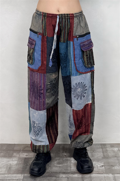Nepal Patch Kargo Pantolon - Mavi (Geniş Kalıp)