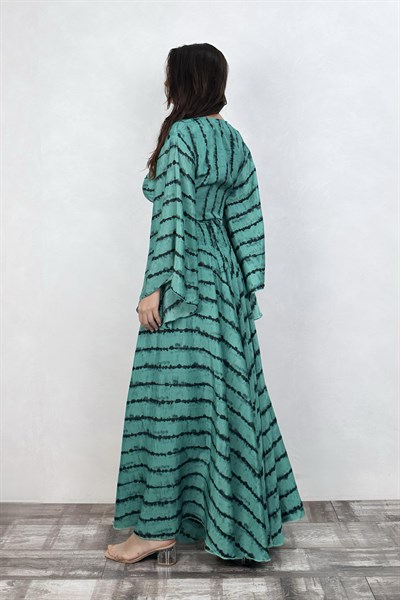 Palermo Kimono Kol İpek Takım -Yeşil Turkuaz