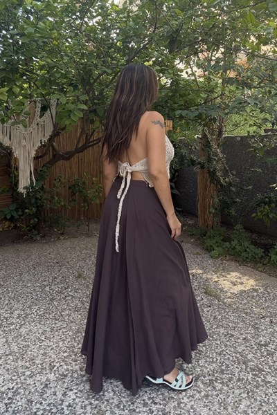 Payetli İstiridye Bohem Hand Made Crop - Vizon