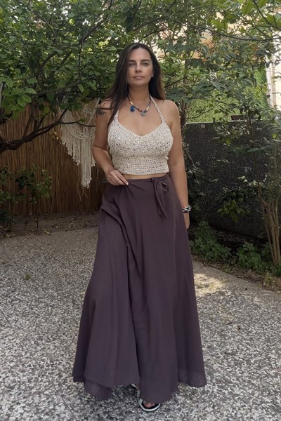 Payetli İstiridye Bohem Hand Made Crop - Vizon
