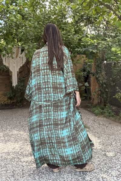 Premium İpek Kimono - Sunset Kahve Siyah