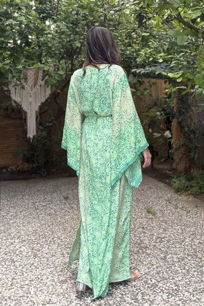 Rinaya Kimono Kol Elbise - Yeşim Yeşil