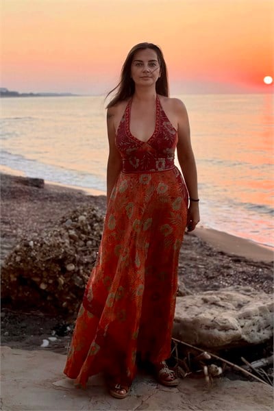 Victoria İpek Elbise - Tropikal Sunset