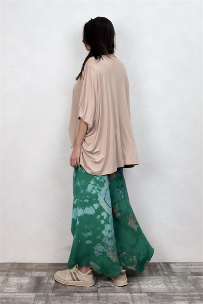 Yırtmaçlı Batik Pantolon - Yeşil