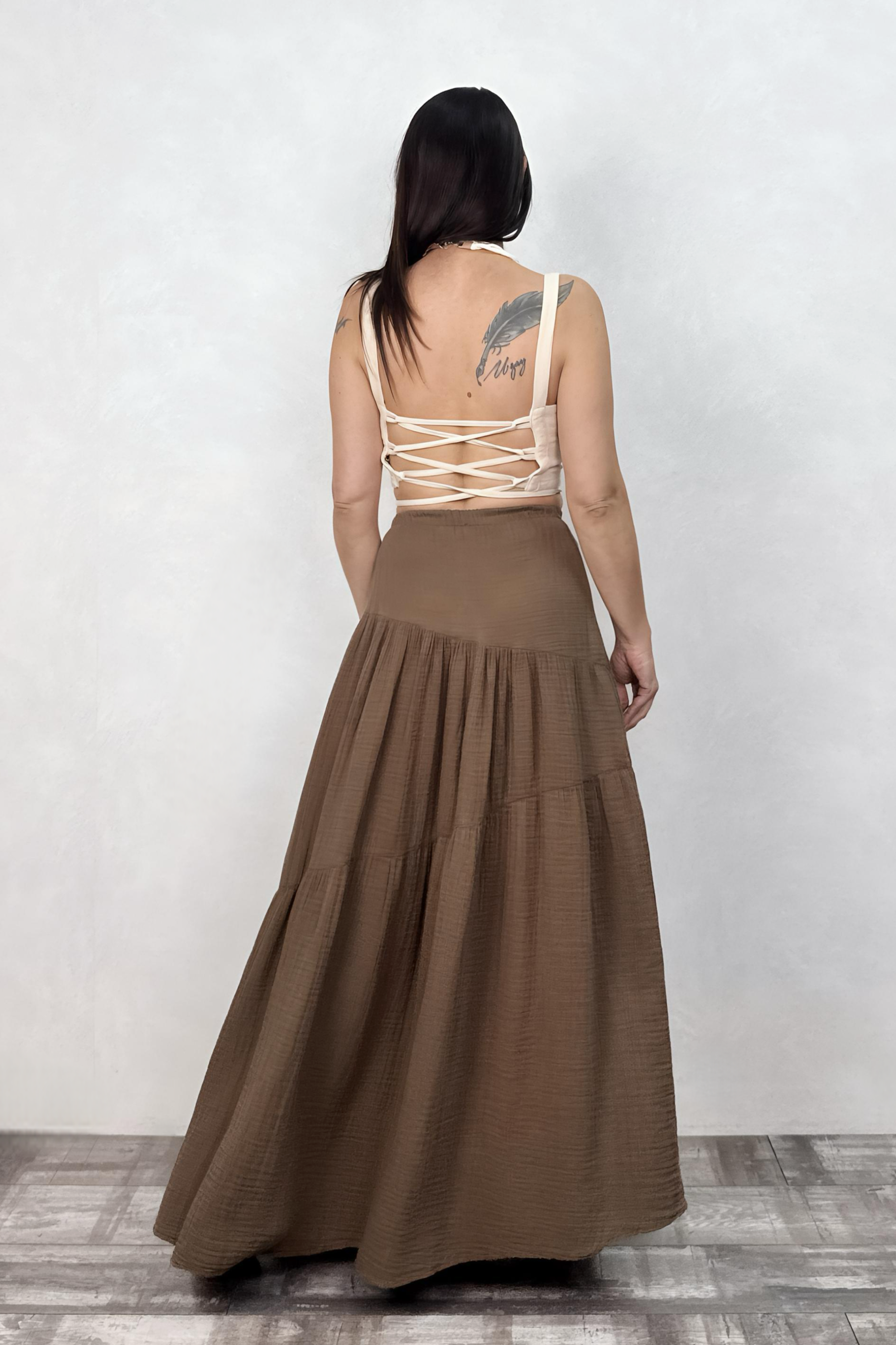 Blanca Jazz Dolamalı Crop Top -Bej