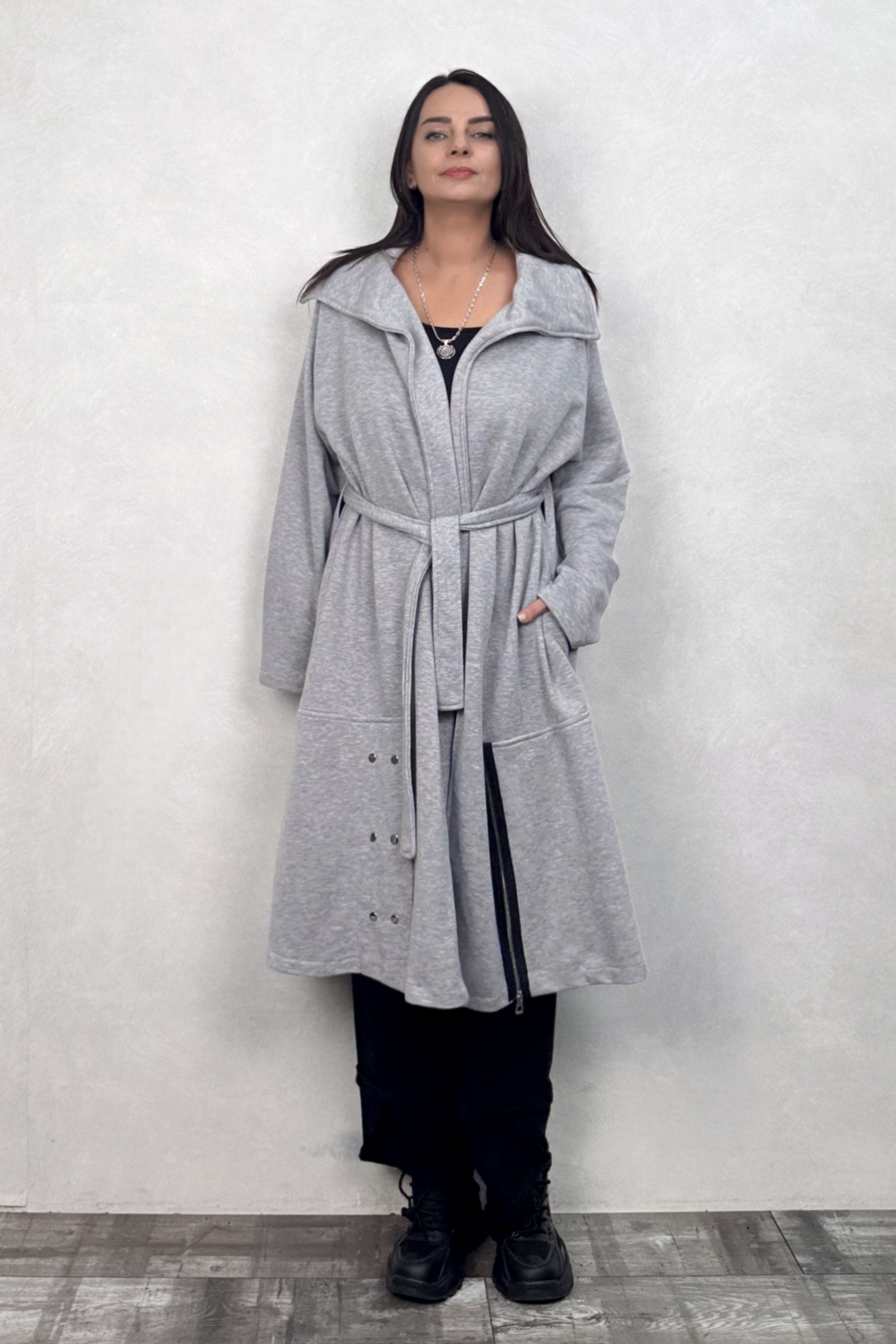 Lamante Pina Kuşaklı Ceket - Gri