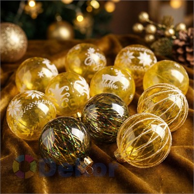 8 cm Yılbaşı Topu Gold 12 Li Set