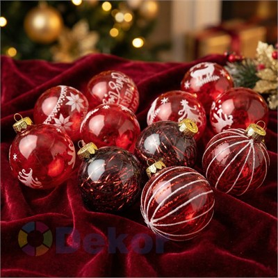 8 cm Yılbaşı Topu Red 12 Li Set