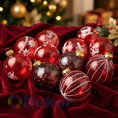 8 cm Yılbaşı Topu Red 12 Li Set