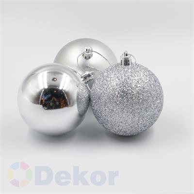 8 cm Yılbaşı Topu Silver 6 Lı Set / Parlak-Mat-Simli