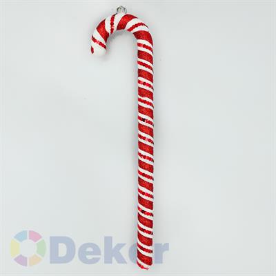 Kırmızı Beyaz Baston Şeker Simli 40 cm 6Lı (2,5x10x45)