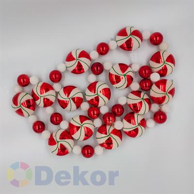 Kırmızı Beyaz Süs Dekoru 180 cm