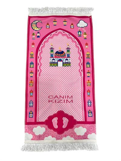Canım Kızım Nakışlı Dijital Baskılı Çocuk Seccadesi Pembe