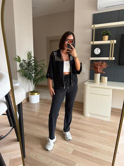 Marka Model Siyah Ceketi File Detaylı Takım
