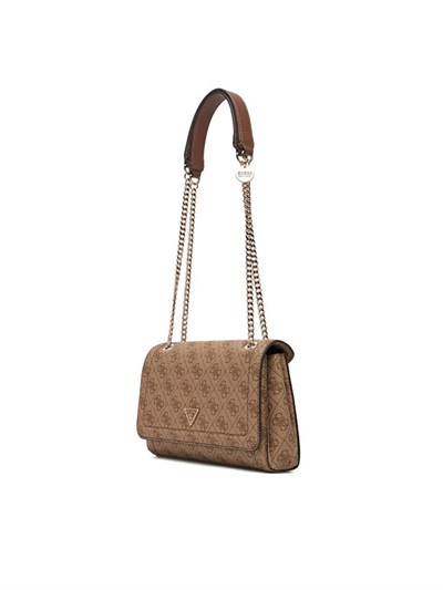 GUESS NOELLE KADIN OMUZ ÇANTASI BG967221-LATTE-LOGO-BROWN