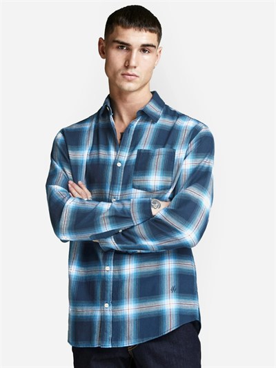 JACK & JONES ERKEK GÖMLEK 12144695-BLUE